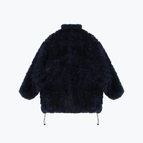 Navy Blue Oversized Fur Coat - ANN ANDELMAN