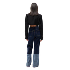 Navy Blue Panelled Jeans - ANN ANDELMAN