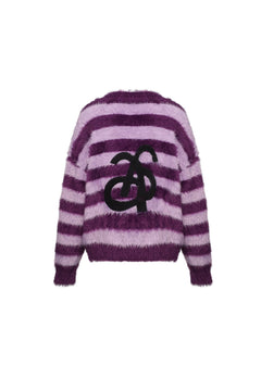 Purple Striped Wool Cardigan - ANN ANDELMAN