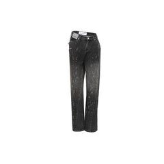 Rhinestone Twisted Jeans Black - ANN ANDELMAN