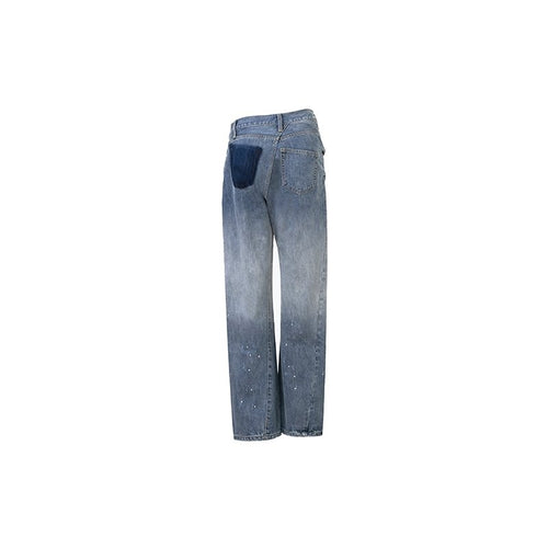Rhinestone Twisted Jeans Blue - ANN ANDELMAN
