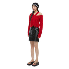 Shoulder-Breaking Sweater Red - ANN ANDELMAN