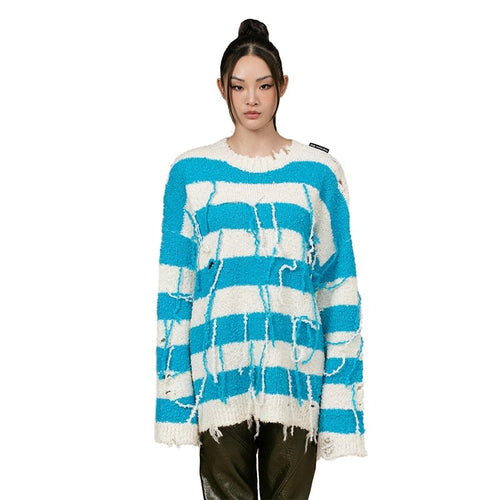 Tasseled Pullover Sweater Blue - ANN ANDELMAN