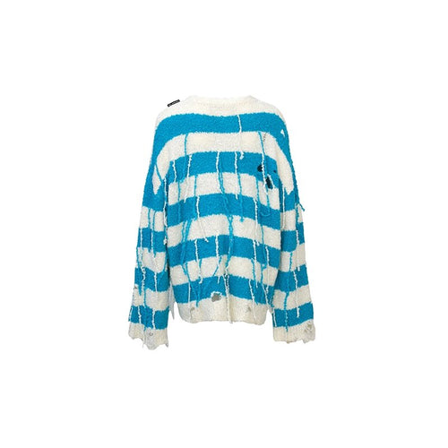 Tasseled Pullover Sweater Blue - ANN ANDELMAN