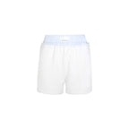 White and Blue Vertical Patchwork Short Sweatpants - ANN ANDELMAN