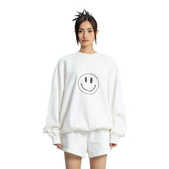 White Smiley Face Sweater - ANN ANDELMAN