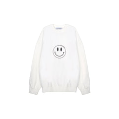 White Smiley Face Sweater - ANN ANDELMAN