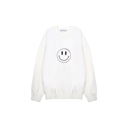 White Smiley Face Sweater - ANN ANDELMAN