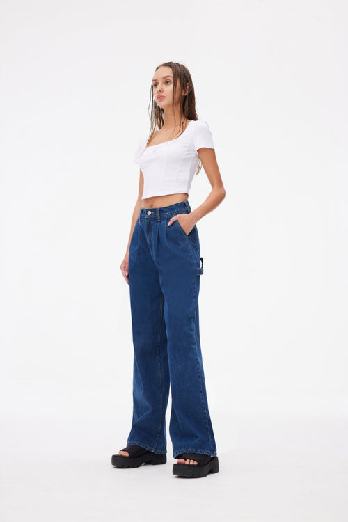 Wide-Leg Jeans Blue - ANN ANDELMAN