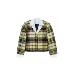 Yellow Panelled Plaid Jacket - ANN ANDELMAN