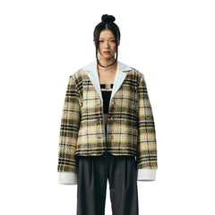 Yellow Panelled Plaid Jacket - ANN ANDELMAN