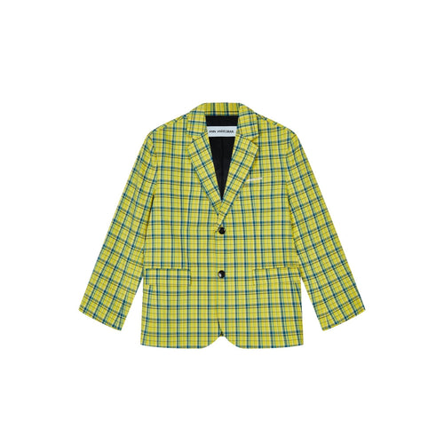 Yellow Plaid Blazer Jacket - ANN ANDELMAN